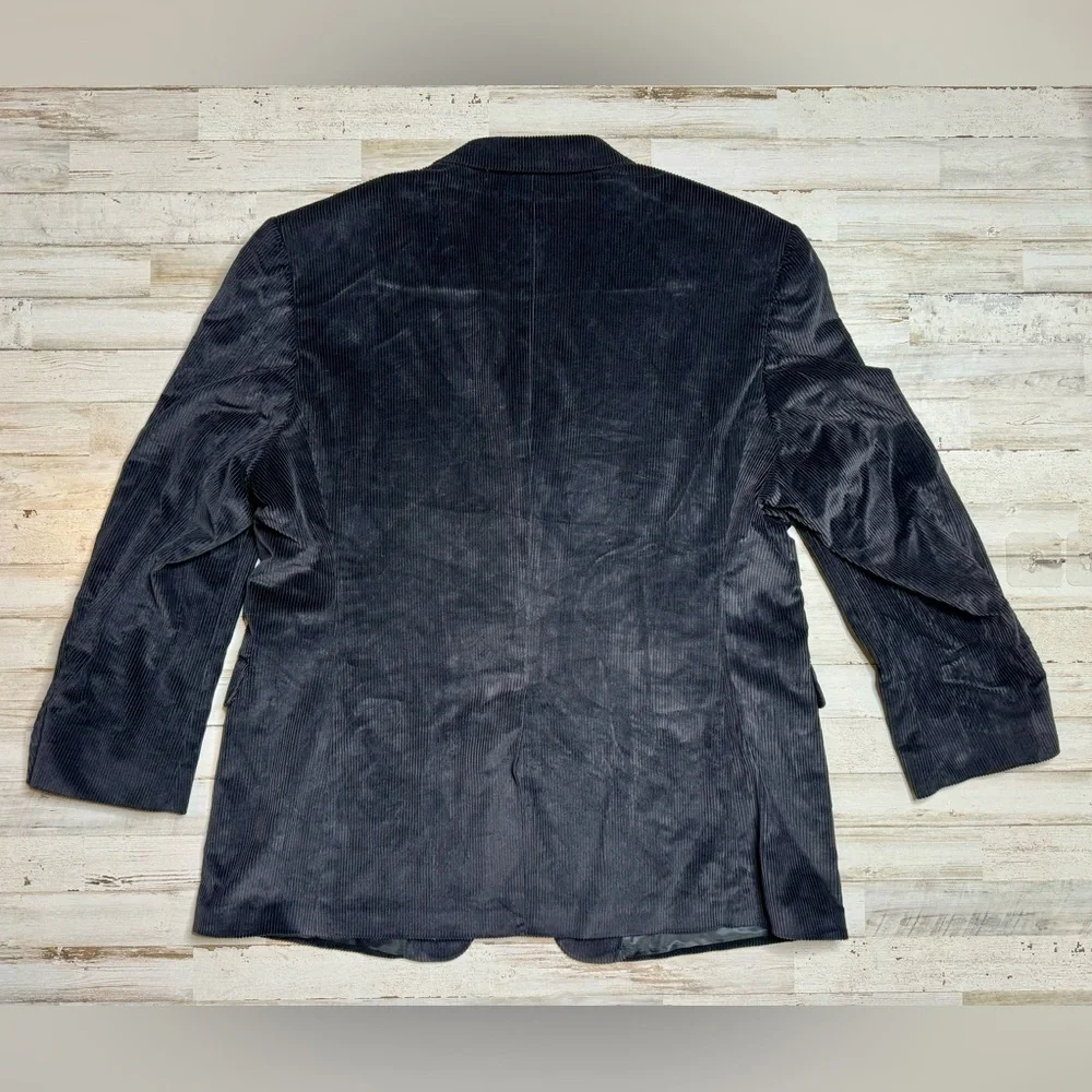 Stafford Blazer Sport Coat Mens 46R Black Corduroy Classic Fit